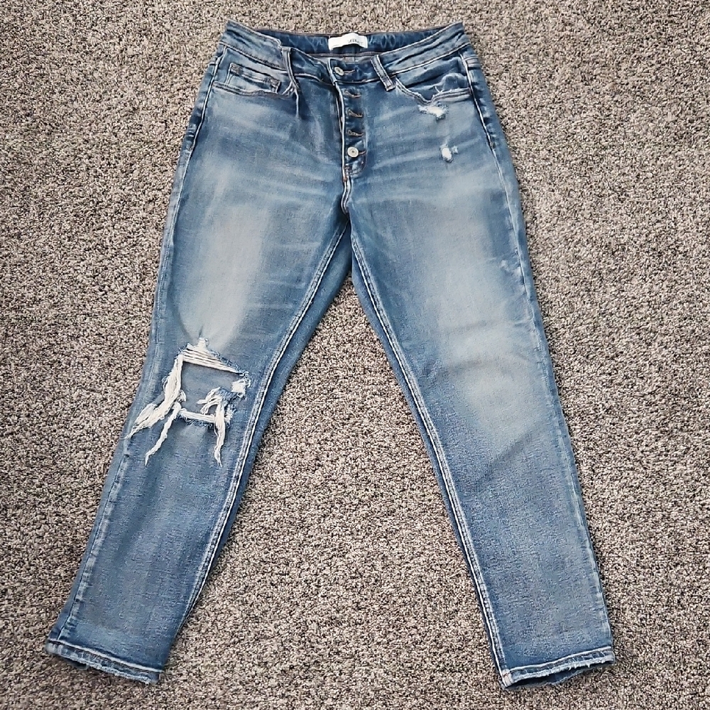VERVET BY FLYING MONKEY Light Blue Distressed Boyfriend Jeans